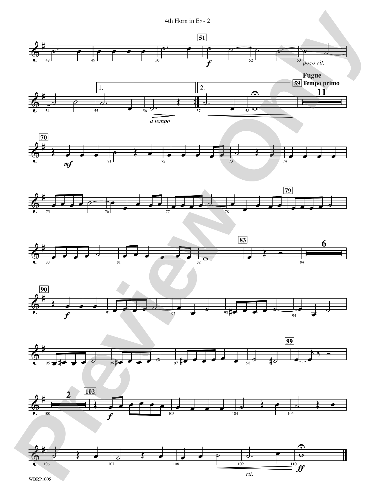 Prelude and Fugue in B-Flat Major: (wp) 4th Horn in E-flat
