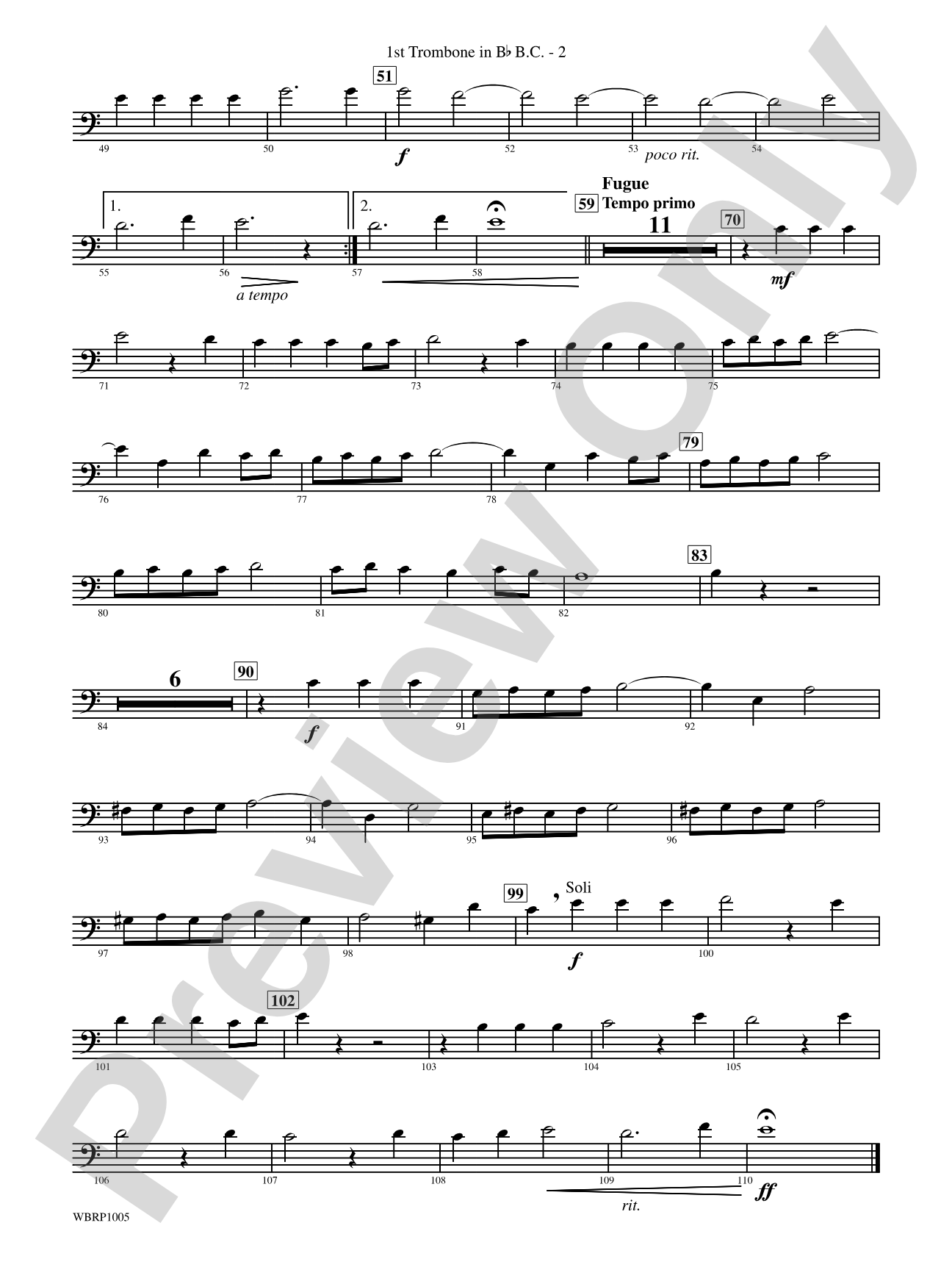 Prelude and Fugue in B-Flat Major: (wp) 1st B-flat Trombone B.C.