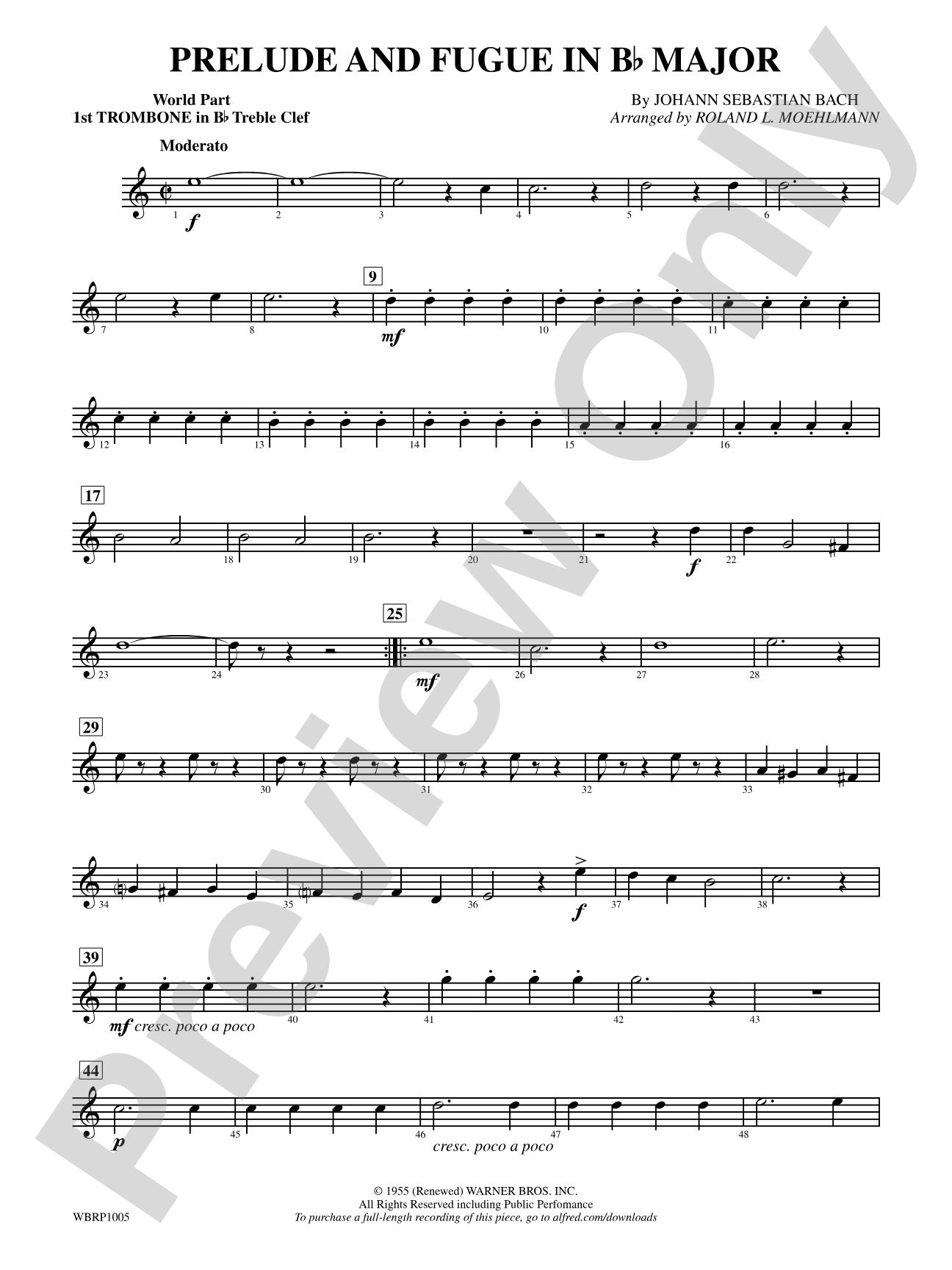 Prelude and Fugue in B-Flat Major: (wp) 1st B-flat Trombone T.C.