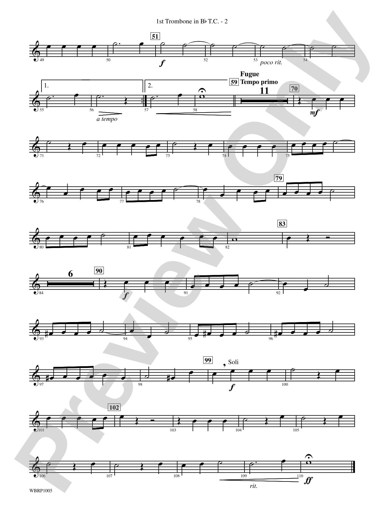 Prelude and Fugue in B-Flat Major: (wp) 1st B-flat Trombone T.C.