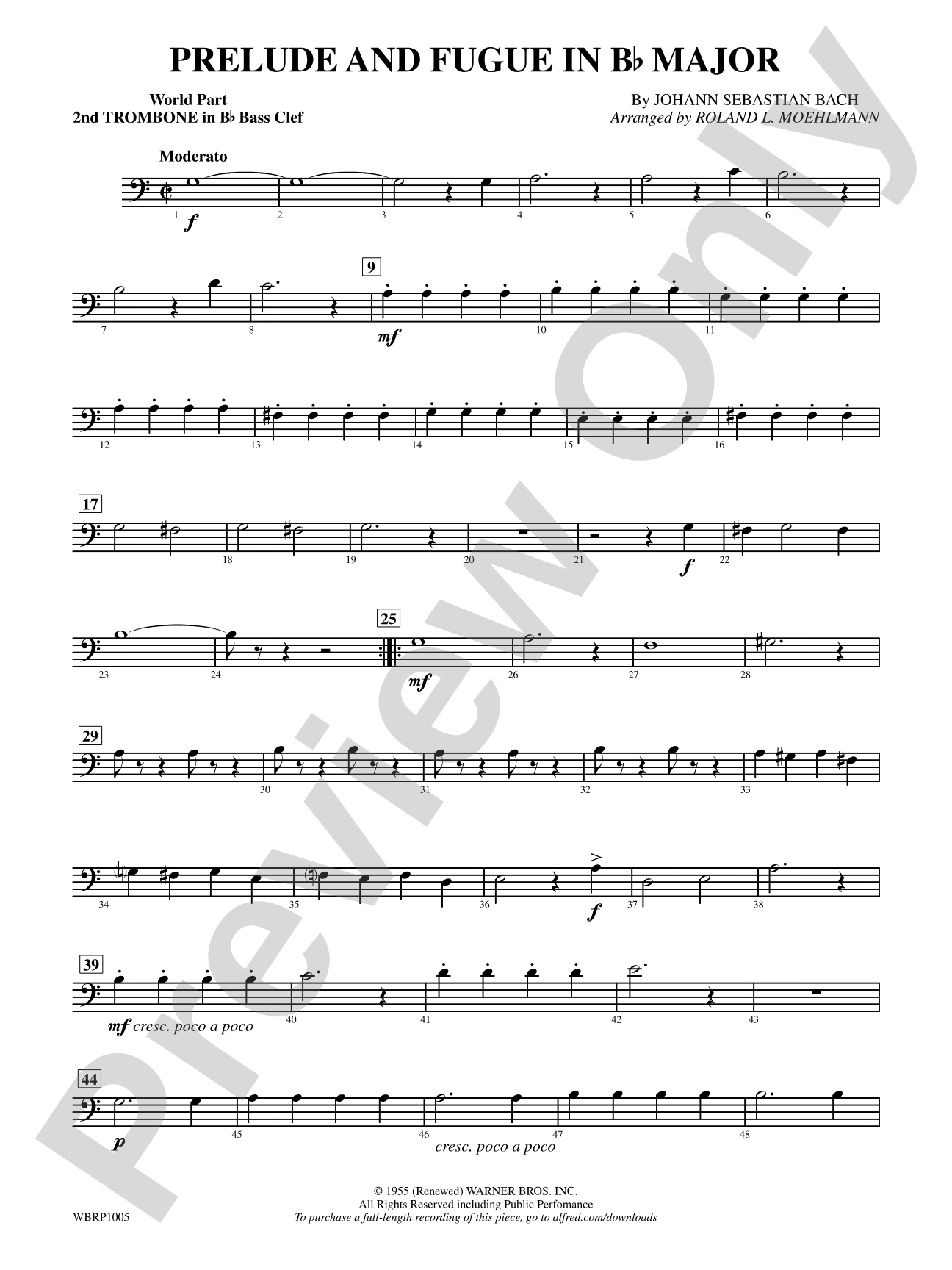 Prelude and Fugue in B-Flat Major: (wp) 2nd B-flat Trombone B.C.