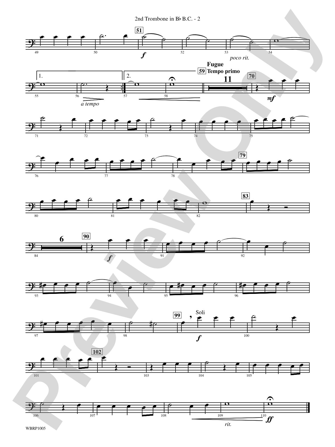 Prelude and Fugue in B-Flat Major: (wp) 2nd B-flat Trombone B.C.