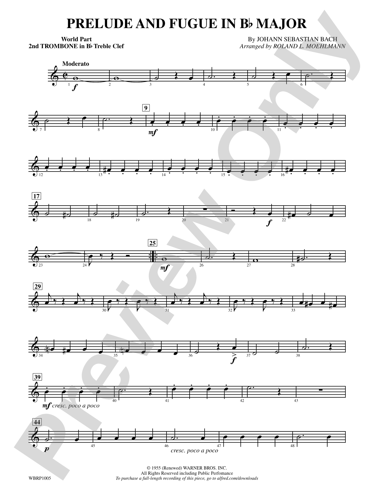 Prelude and Fugue in B-Flat Major: (wp) 2nd B-flat Trombone T.C.