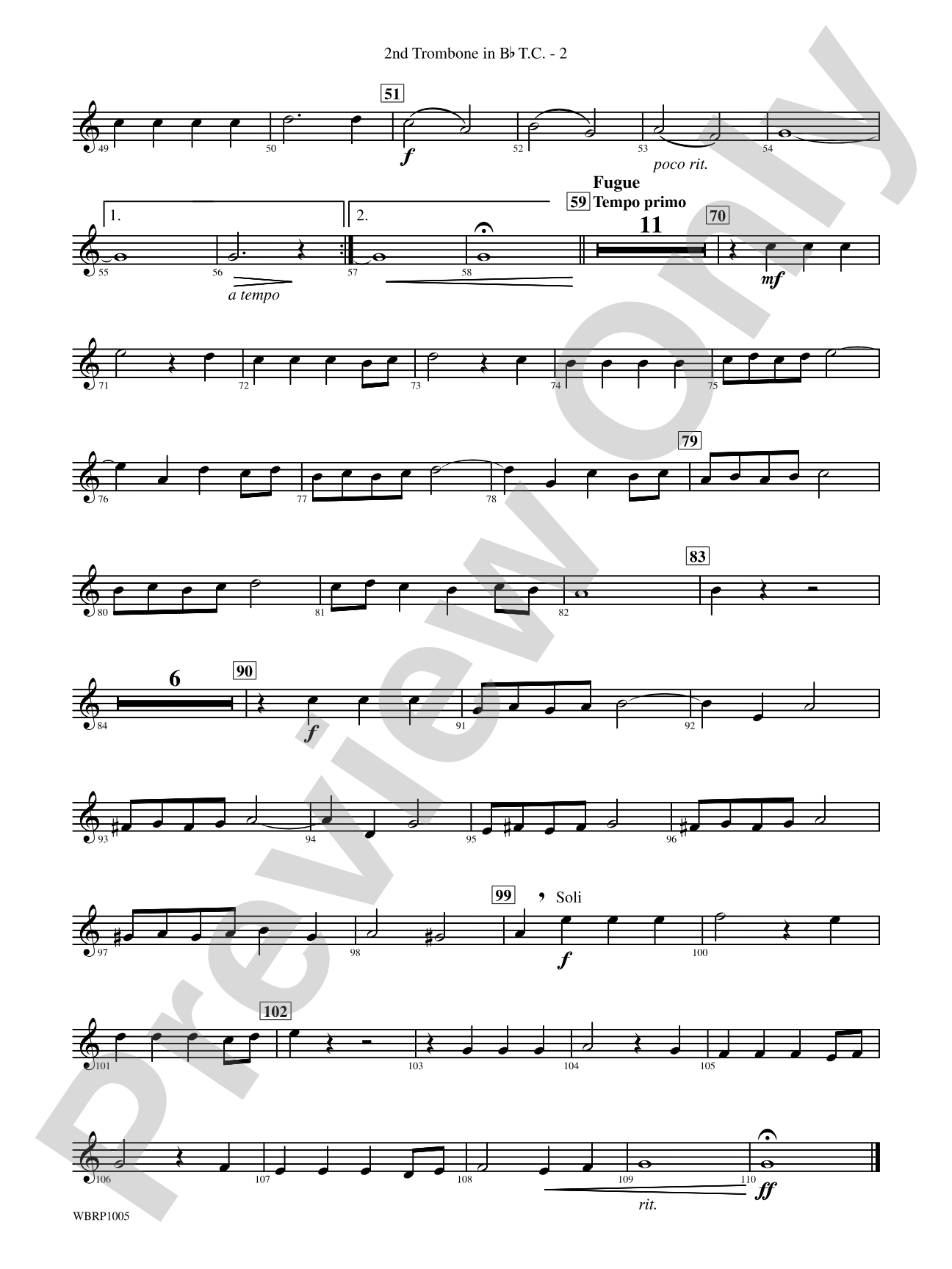 Prelude and Fugue in B-Flat Major: (wp) 2nd B-flat Trombone T.C.