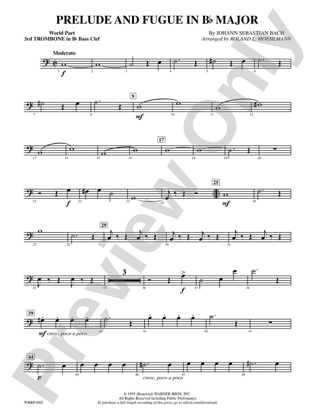 Prelude and Fugue in B-Flat Major: (wp) 3rd B-flat Trombone B.C.