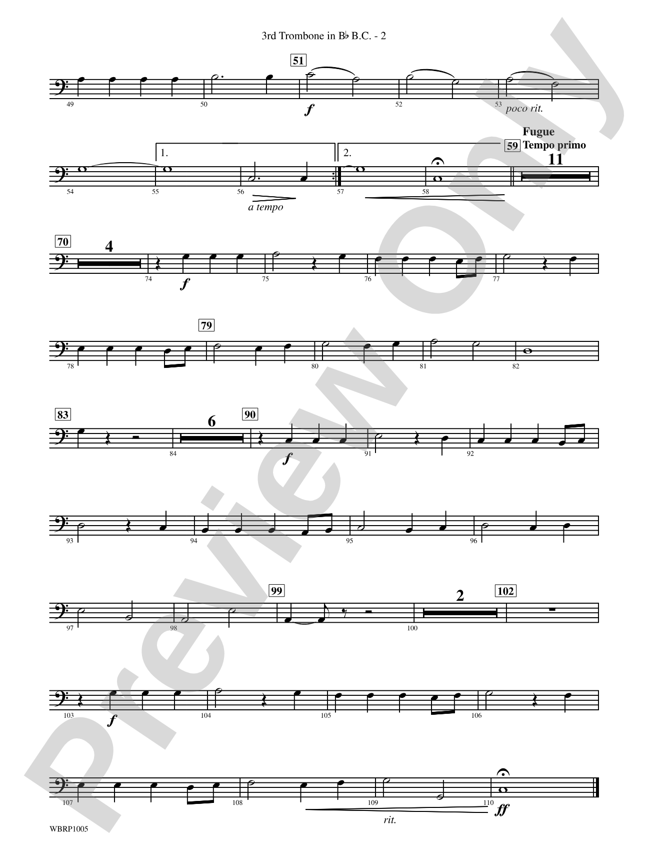 Prelude and Fugue in B-Flat Major: (wp) 3rd B-flat Trombone B.C.