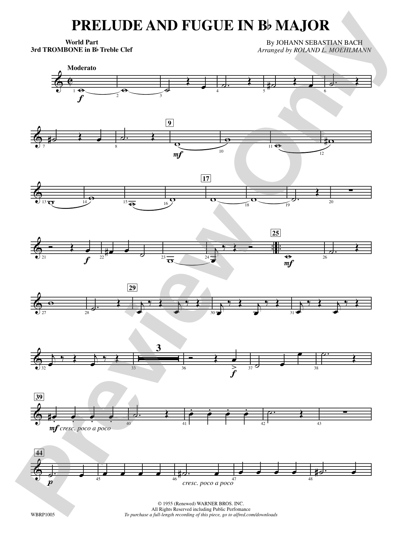 Prelude and Fugue in B-Flat Major: (wp) 3rd B-flat Trombone T.C.