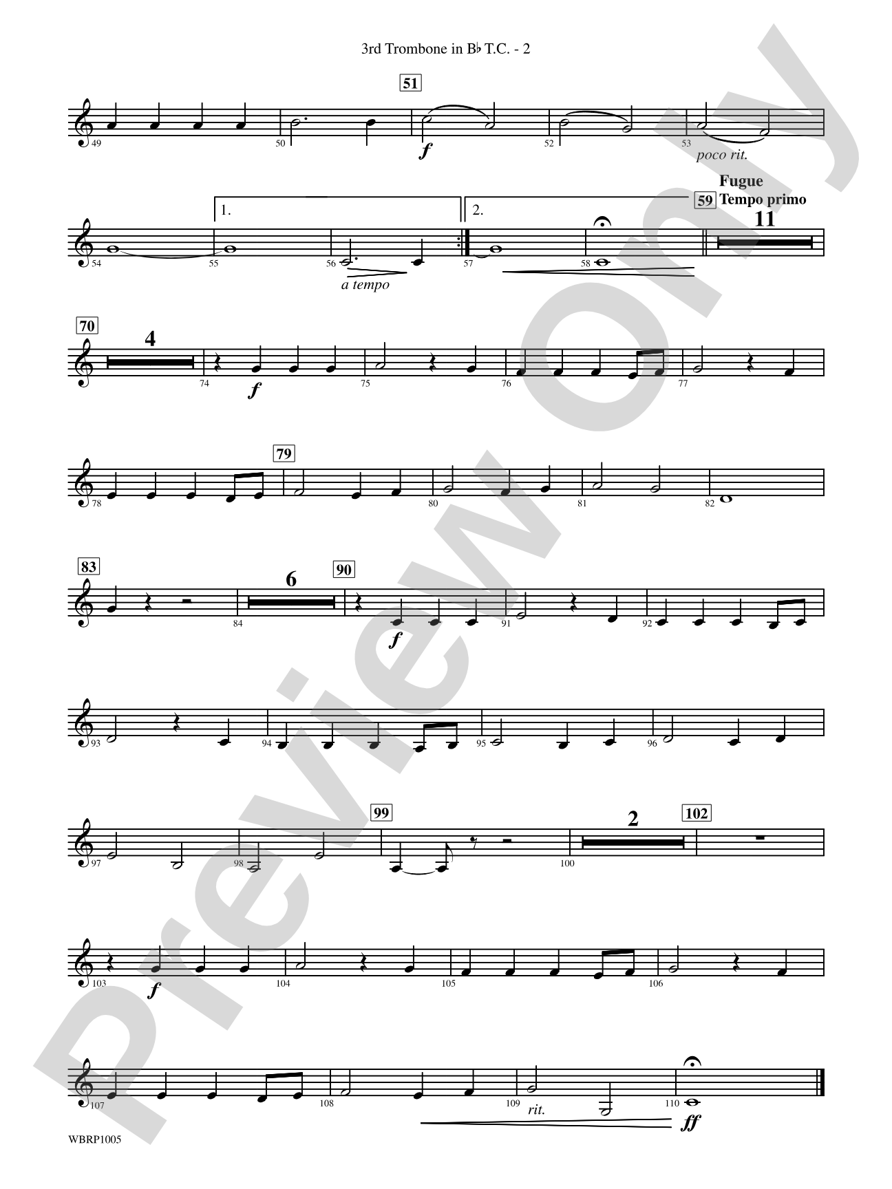 Prelude and Fugue in B-Flat Major: (wp) 3rd B-flat Trombone T.C.
