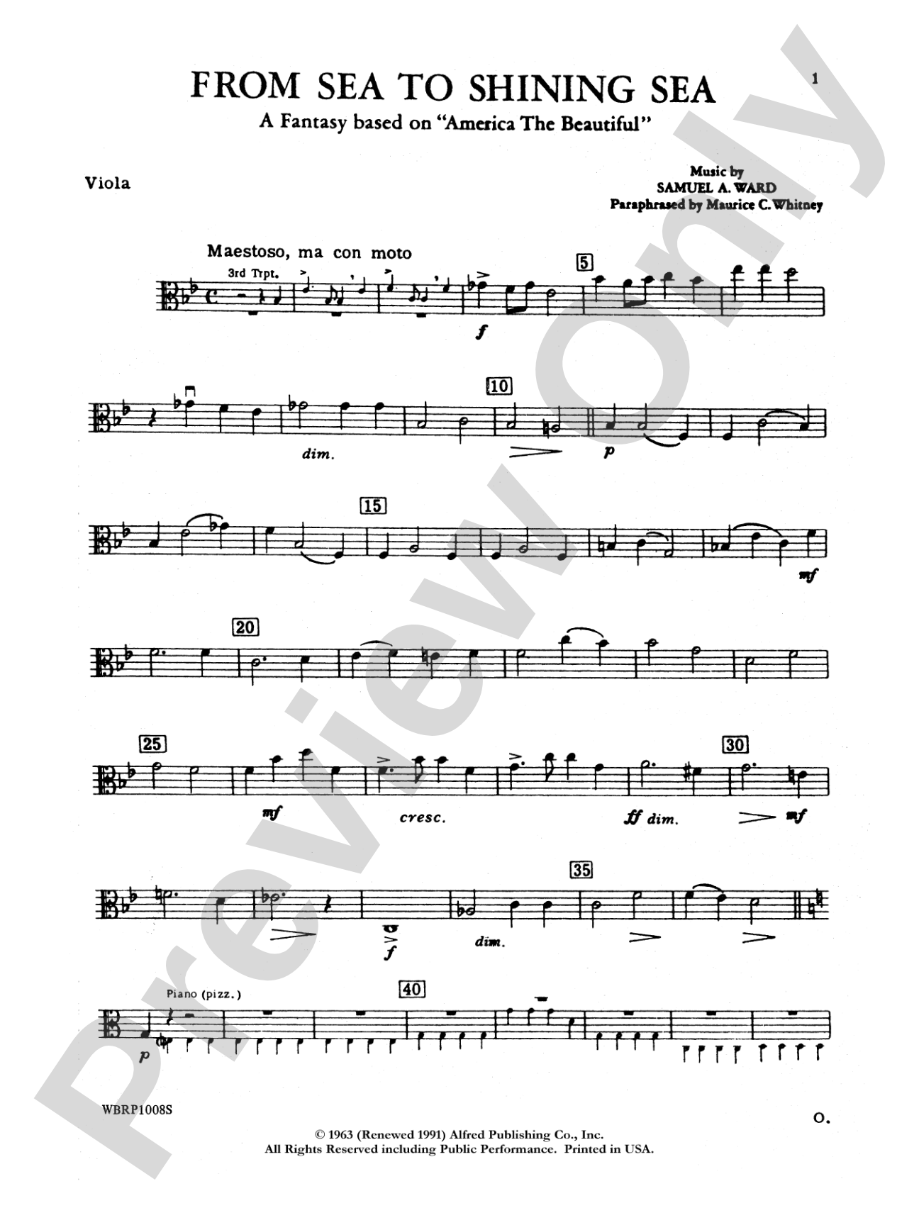 From Sea to Shining Sea (A Fantasy Based on "America the Beautiful"): Viola
