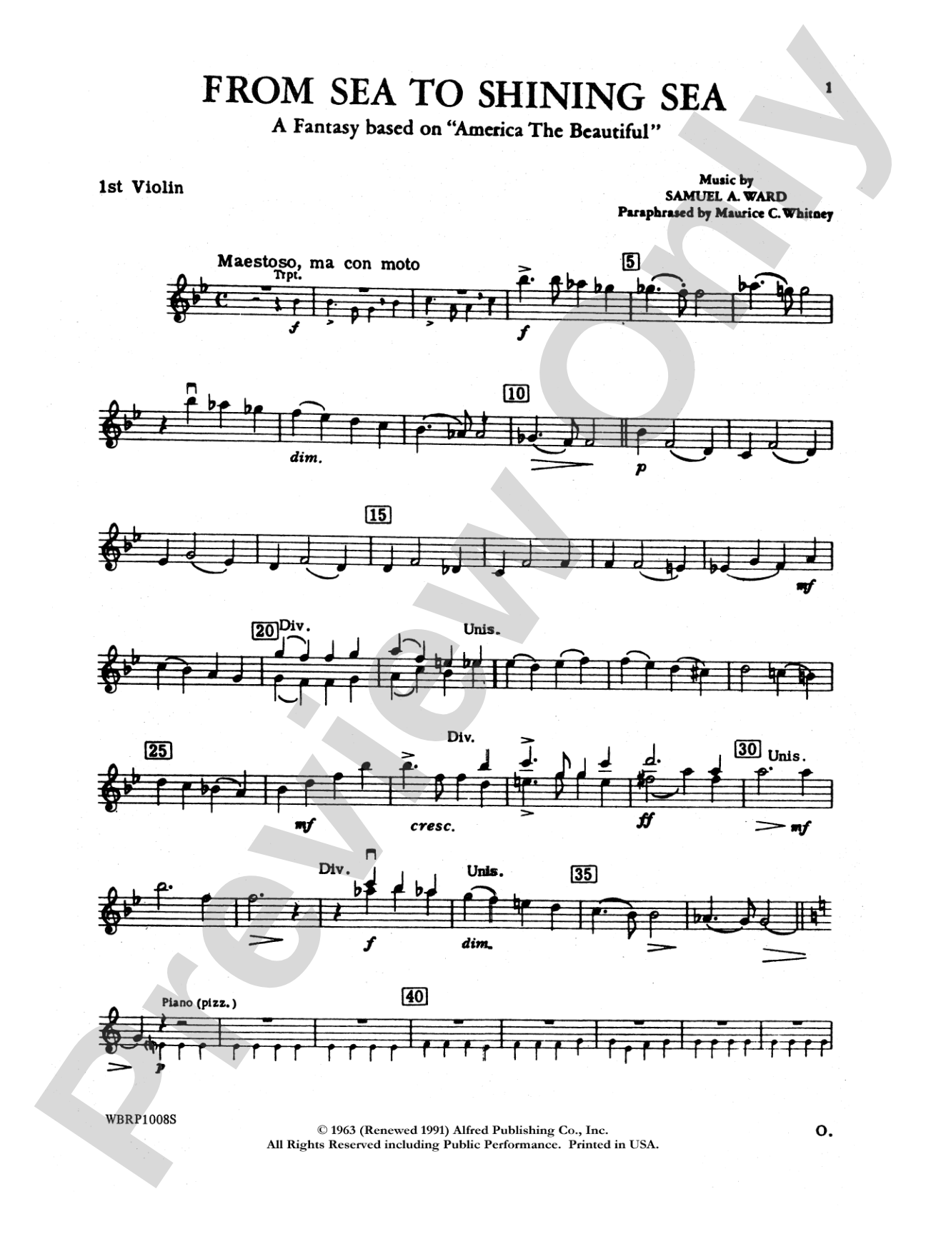 From Sea to Shining Sea (A Fantasy Based on "America the Beautiful"): 1st Violin