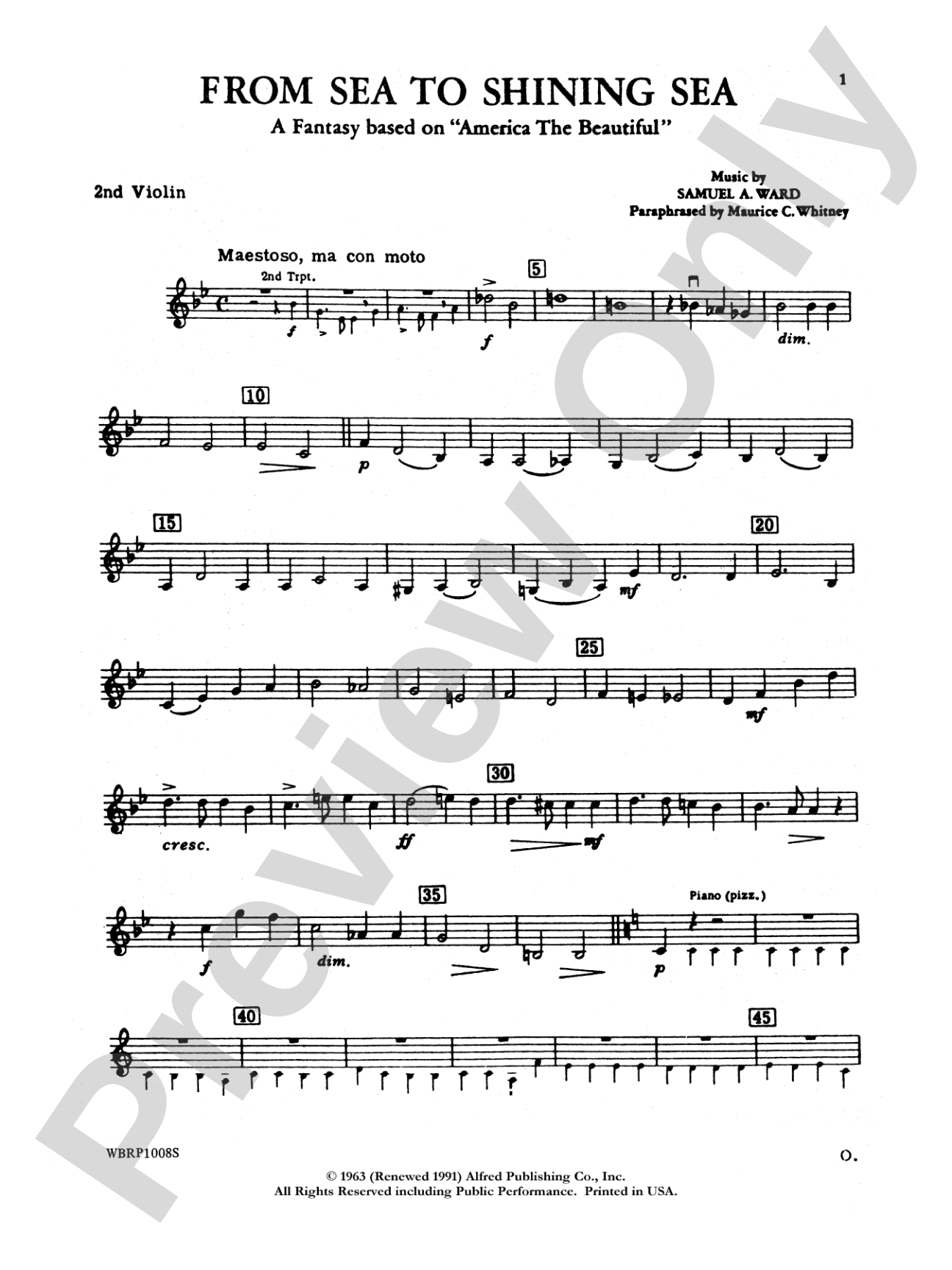 From Sea to Shining Sea (A Fantasy Based on "America the Beautiful"): 2nd Violin