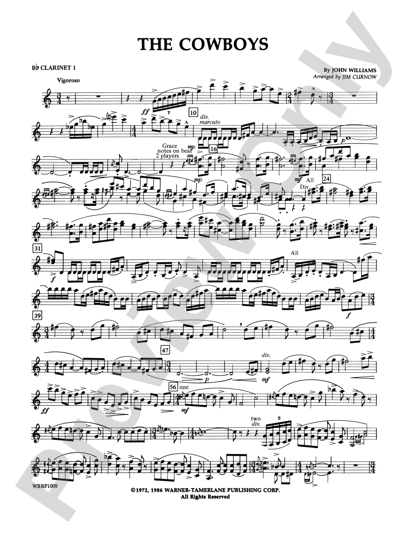 The Cowboys: 1st B-flat Clarinet