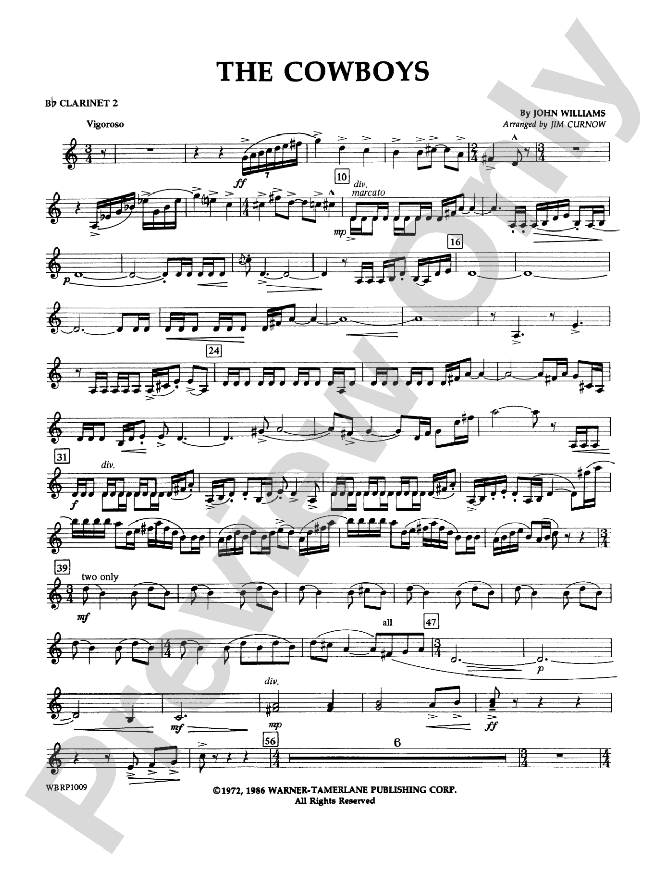 The Cowboys: 2nd B-flat Clarinet
