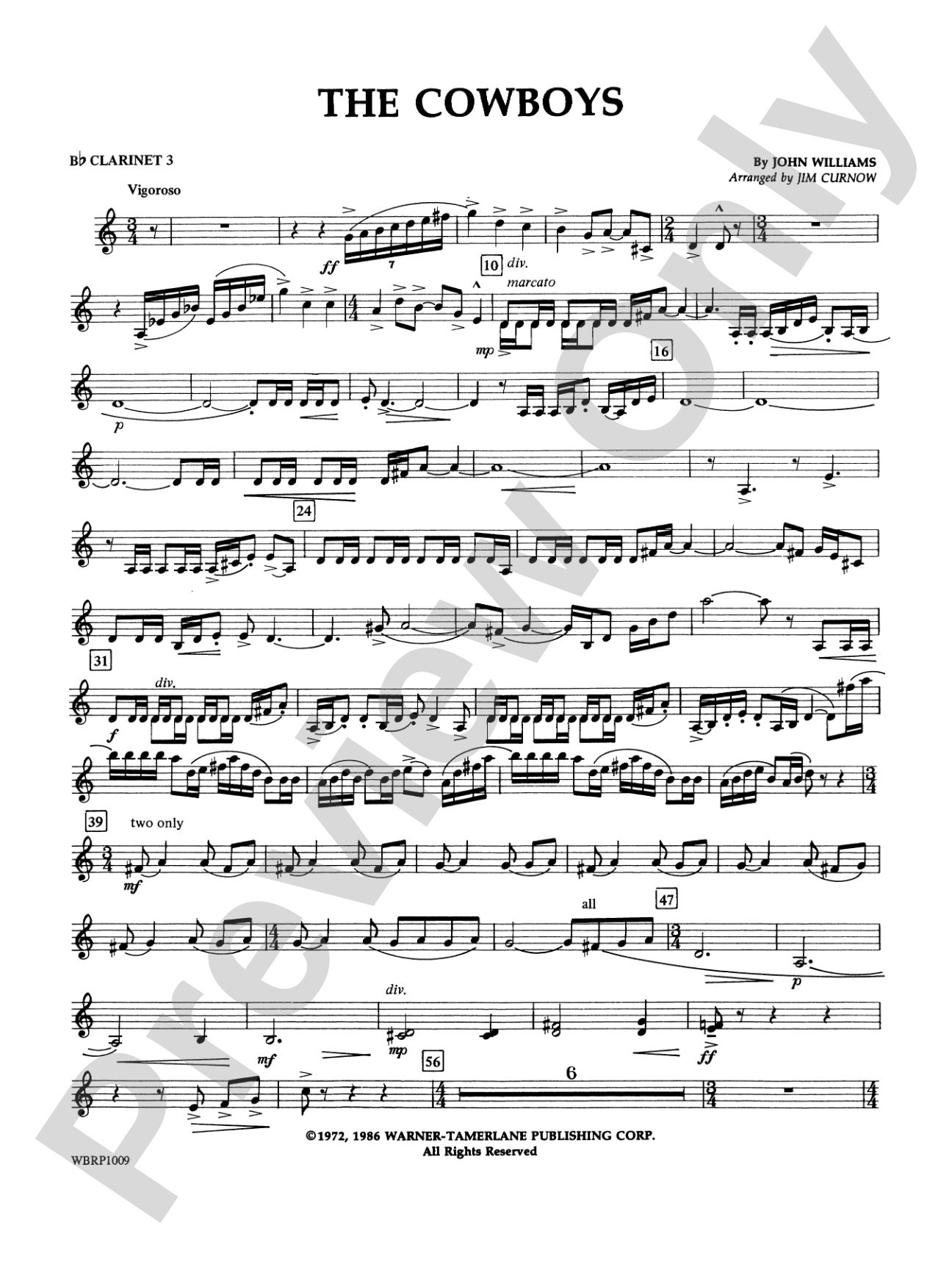 The Cowboys: 3rd B-flat Clarinet