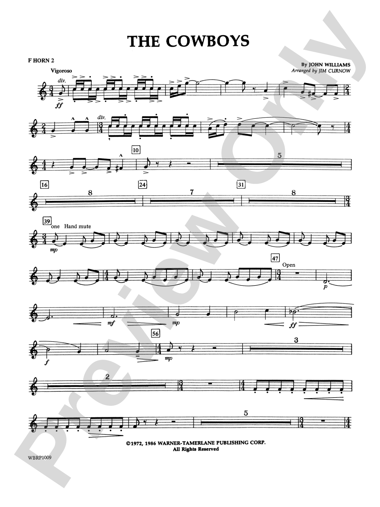 The Cowboys: 2nd F Horn