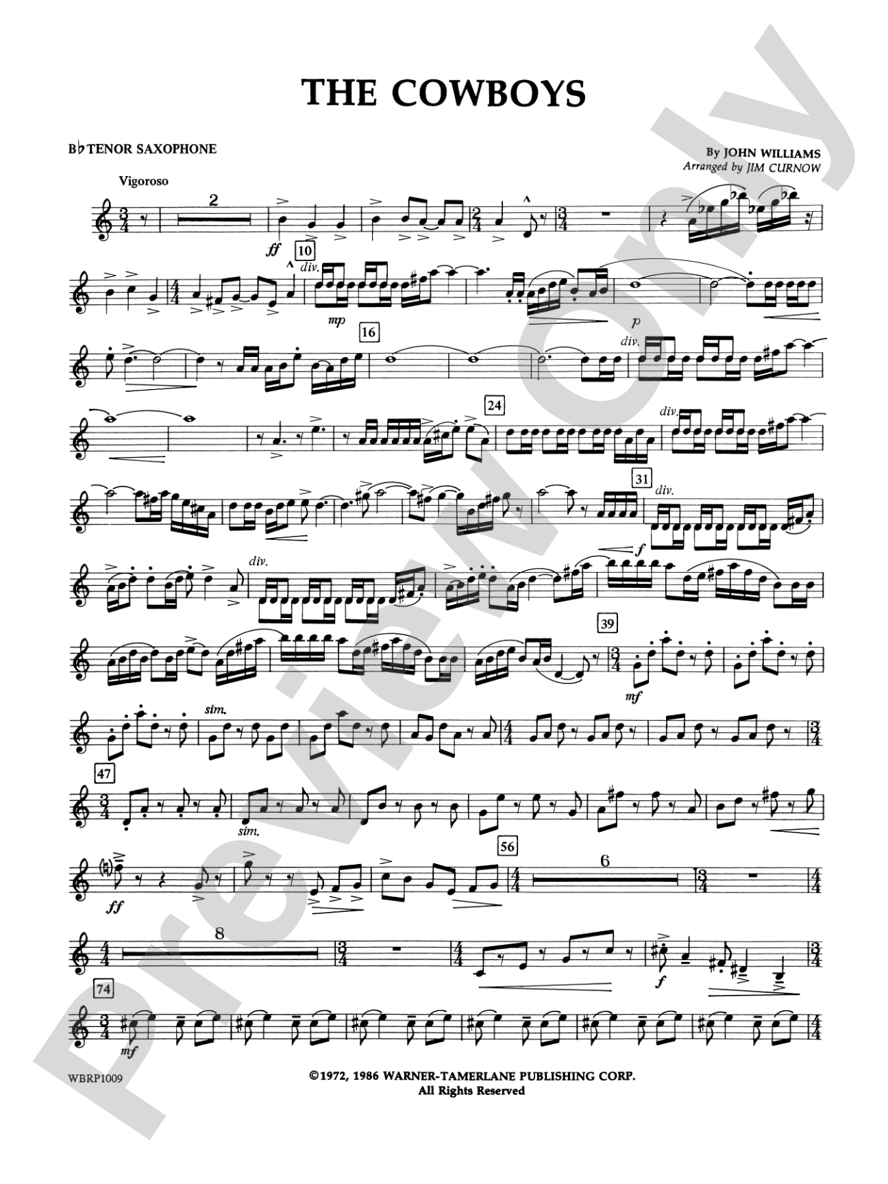 The Cowboys: B-flat Tenor Saxophone