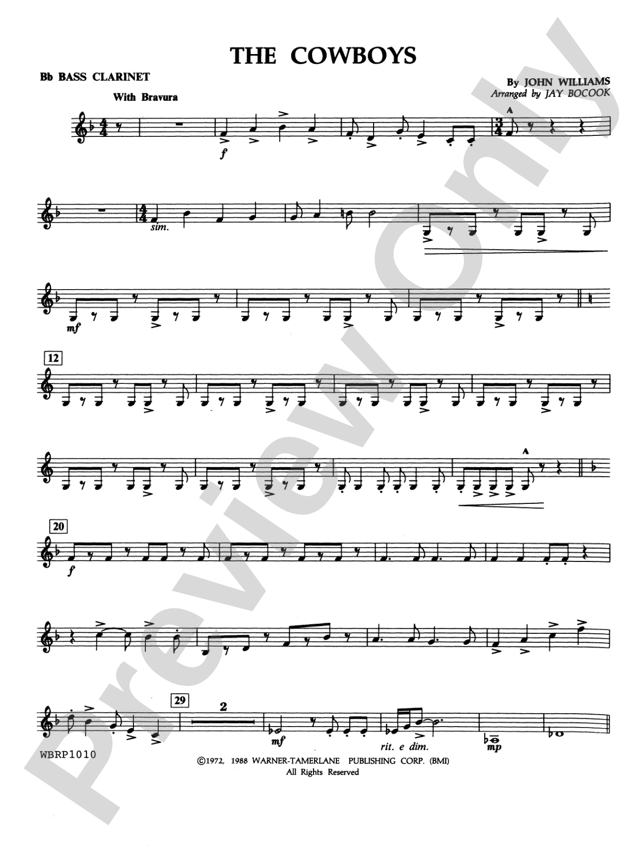 The Cowboys: B-flat Bass Clarinet
