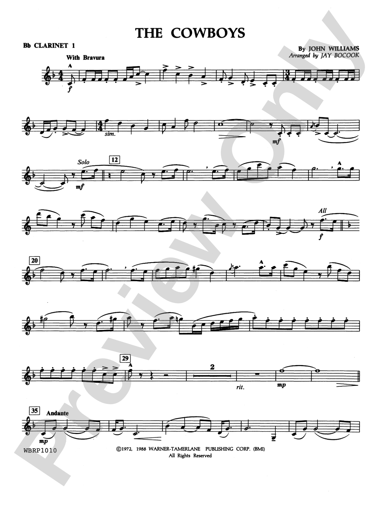 The Cowboys: 1st B-flat Clarinet