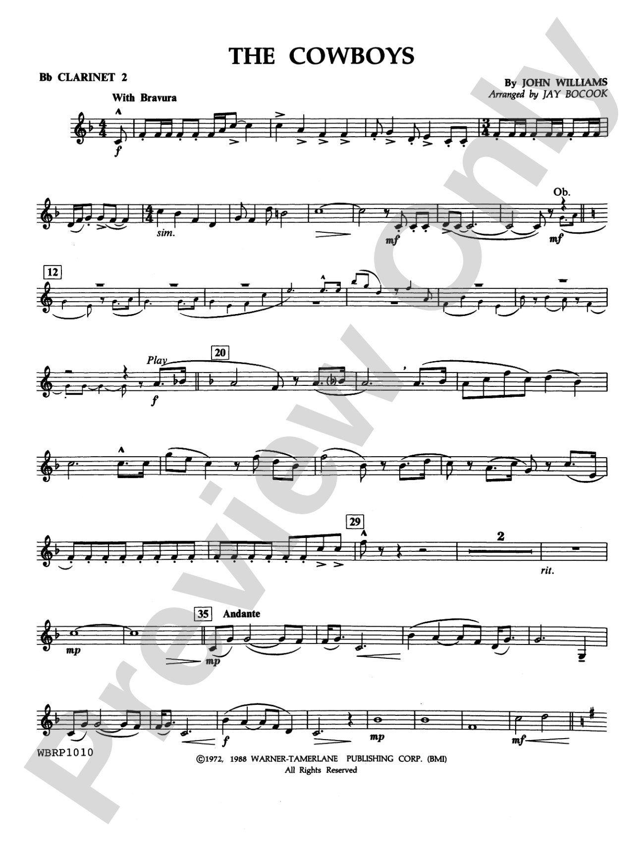 The Cowboys: 2nd B-flat Clarinet