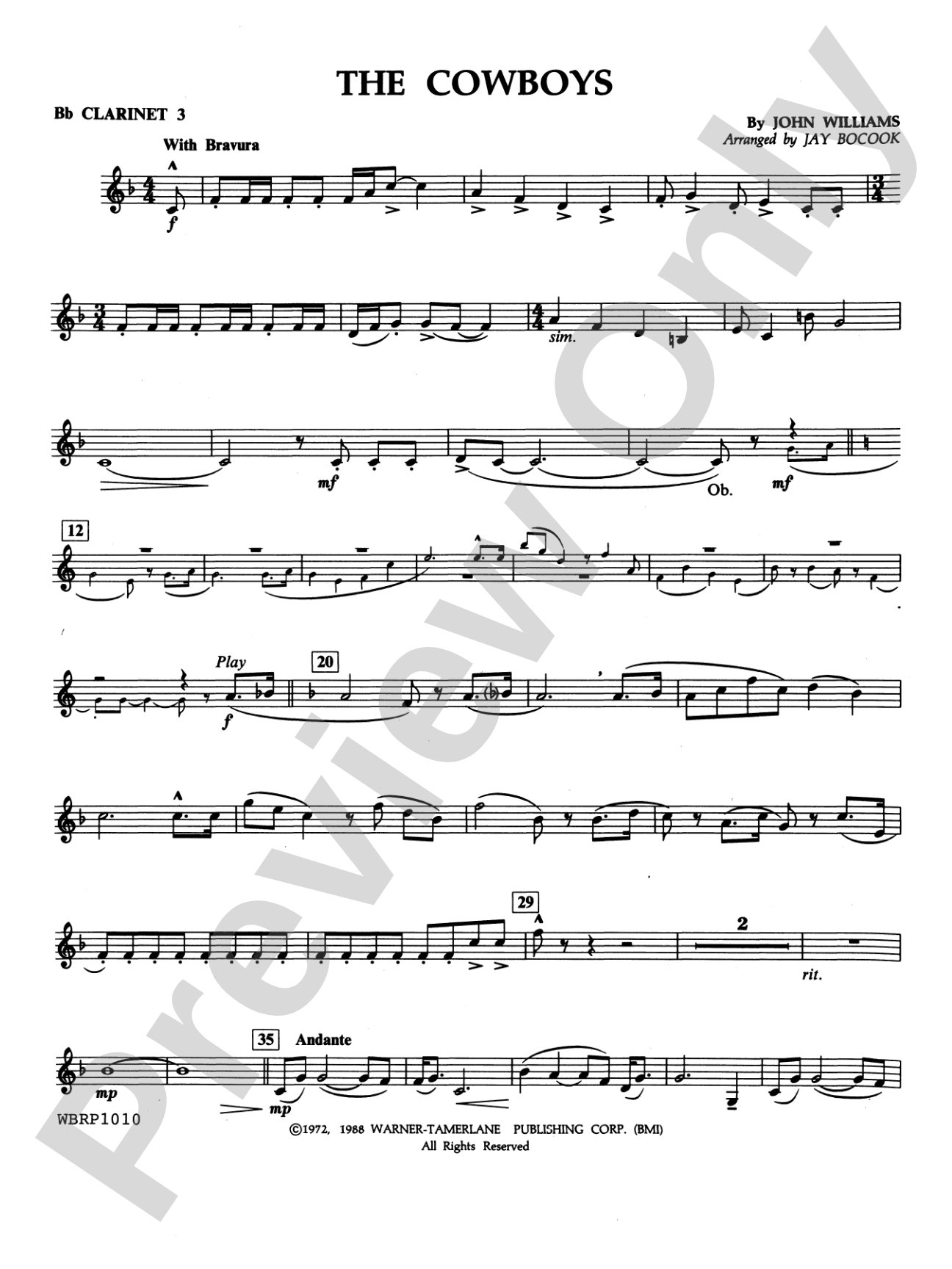 The Cowboys: 3rd B-flat Clarinet
