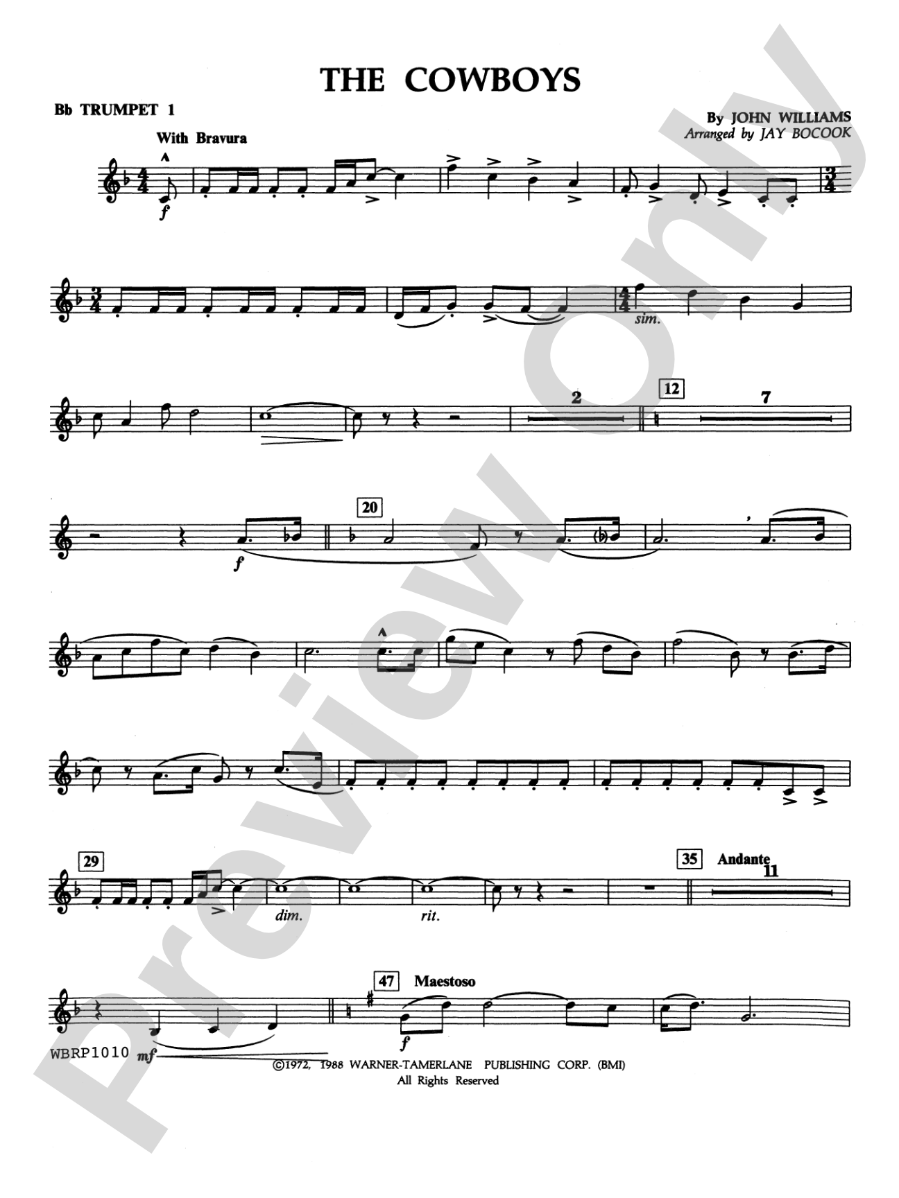 The Cowboys: 1st B-flat Trumpet