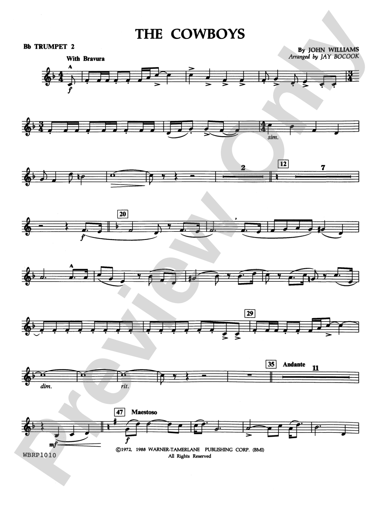 The Cowboys: 2nd B-flat Trumpet