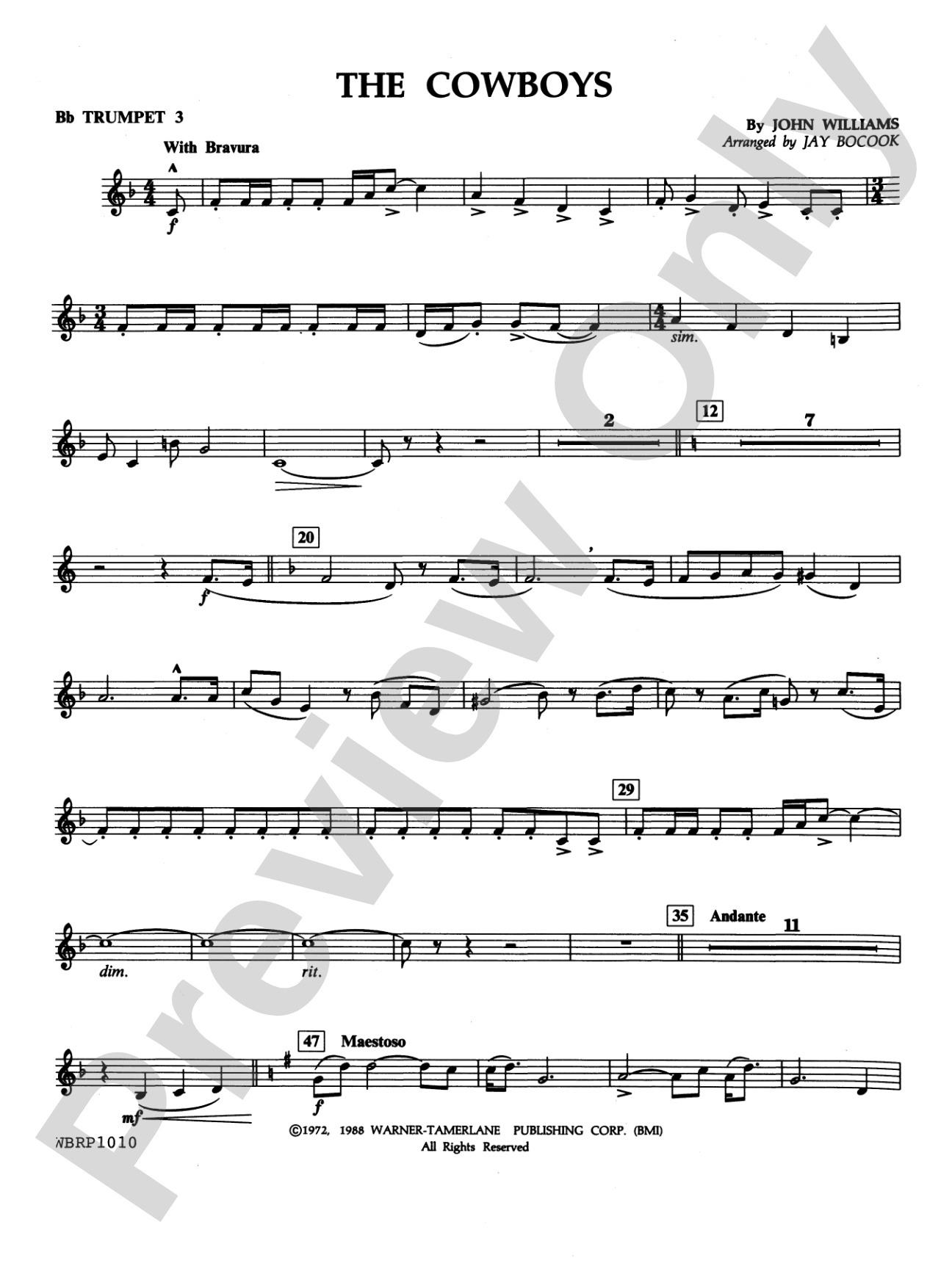 The Cowboys: 3rd B-flat Trumpet