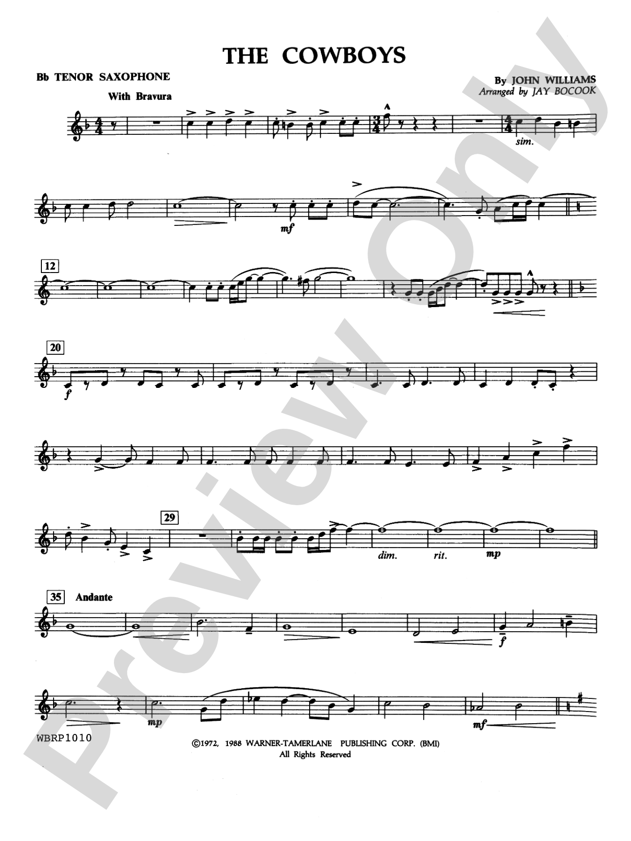 The Cowboys: B-flat Tenor Saxophone