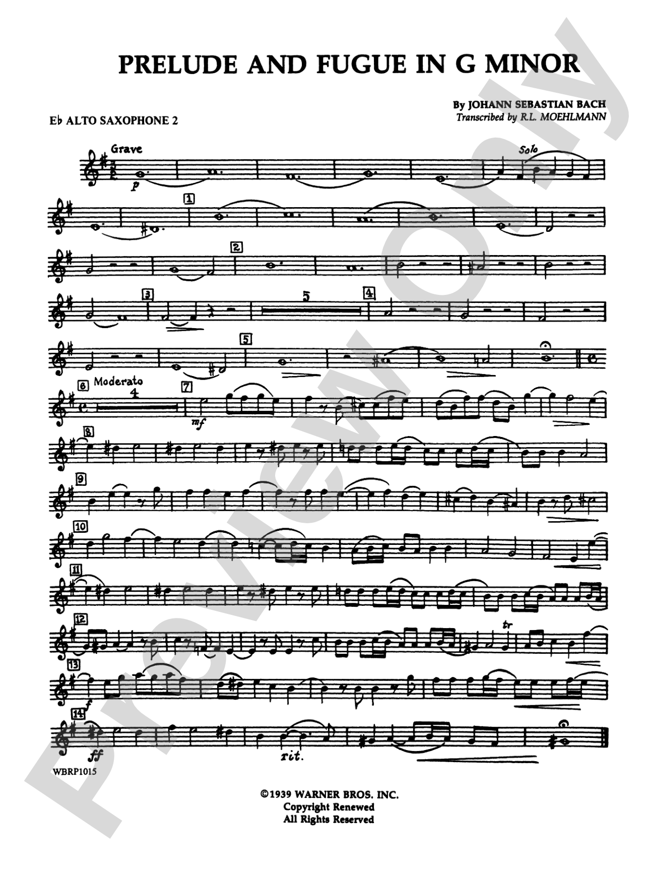 Prelude and Fugue in G Minor: 2nd E-flat Alto Saxophone