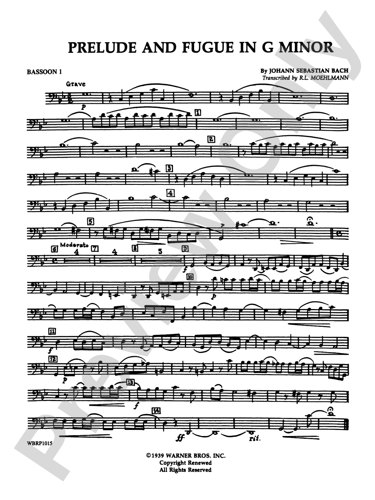 Prelude and Fugue in G Minor: Bassoon