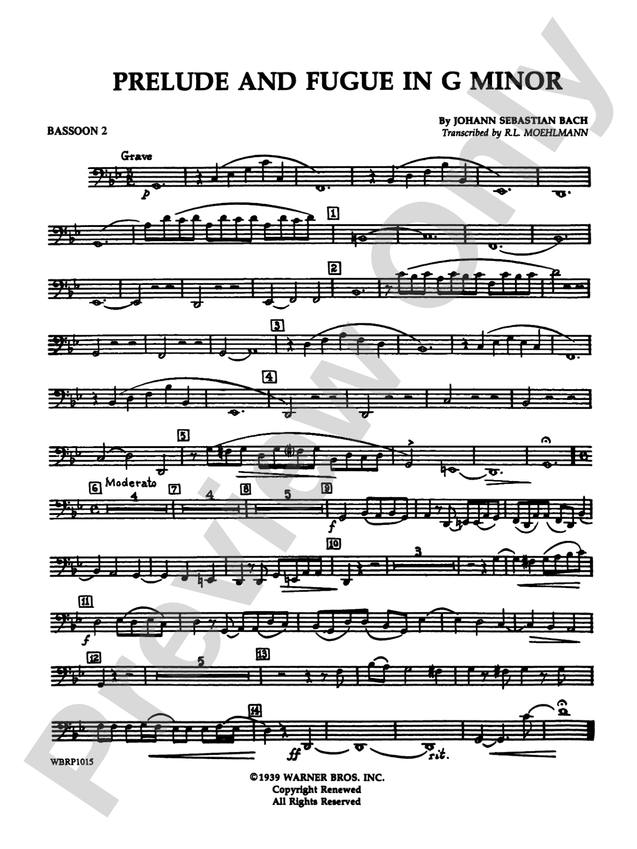 Prelude and Fugue in G Minor: 2nd Bassoon