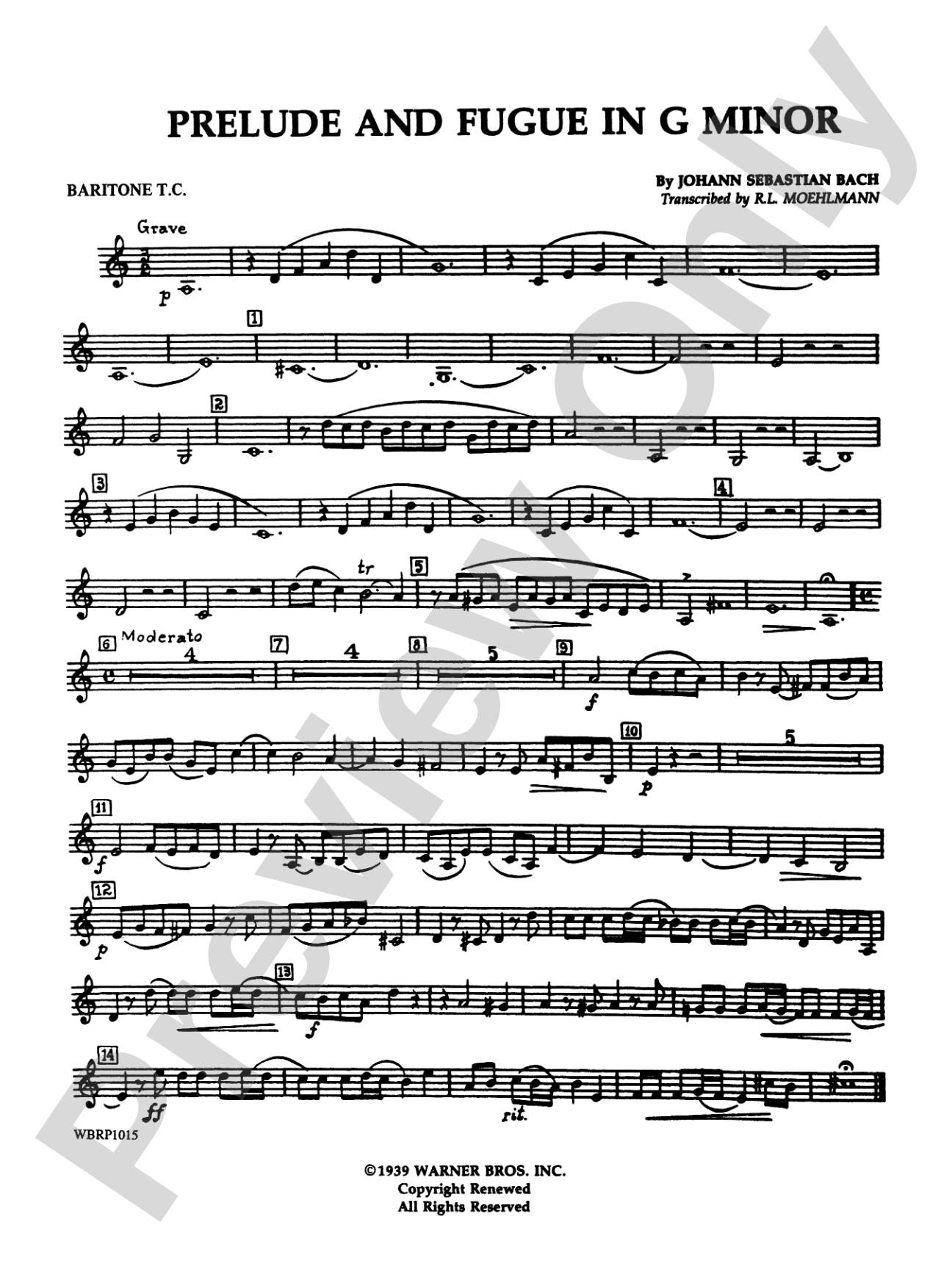 Prelude and Fugue in G Minor: Baritone T.C.