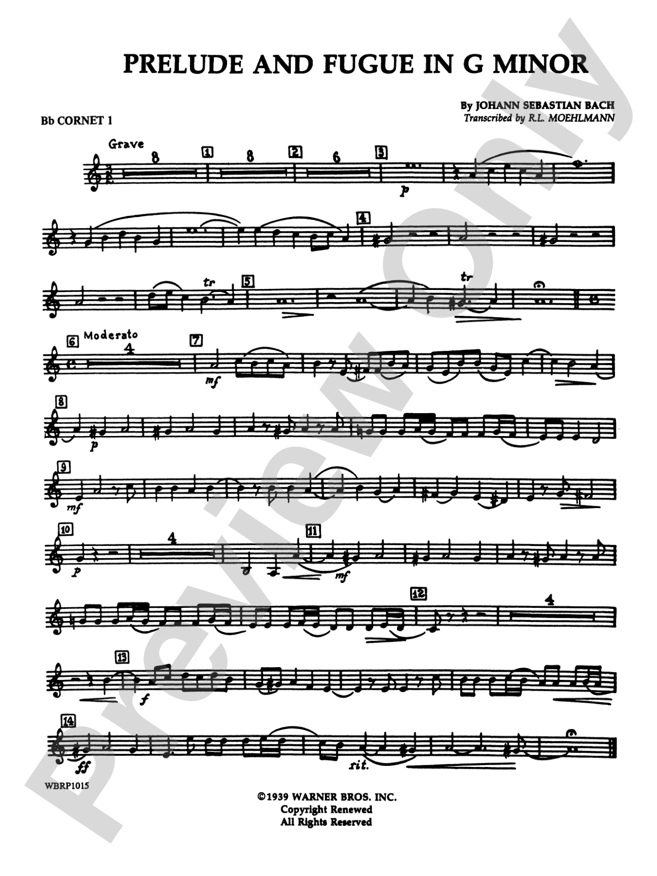 Prelude and Fugue in G Minor: 1st B-flat Cornet