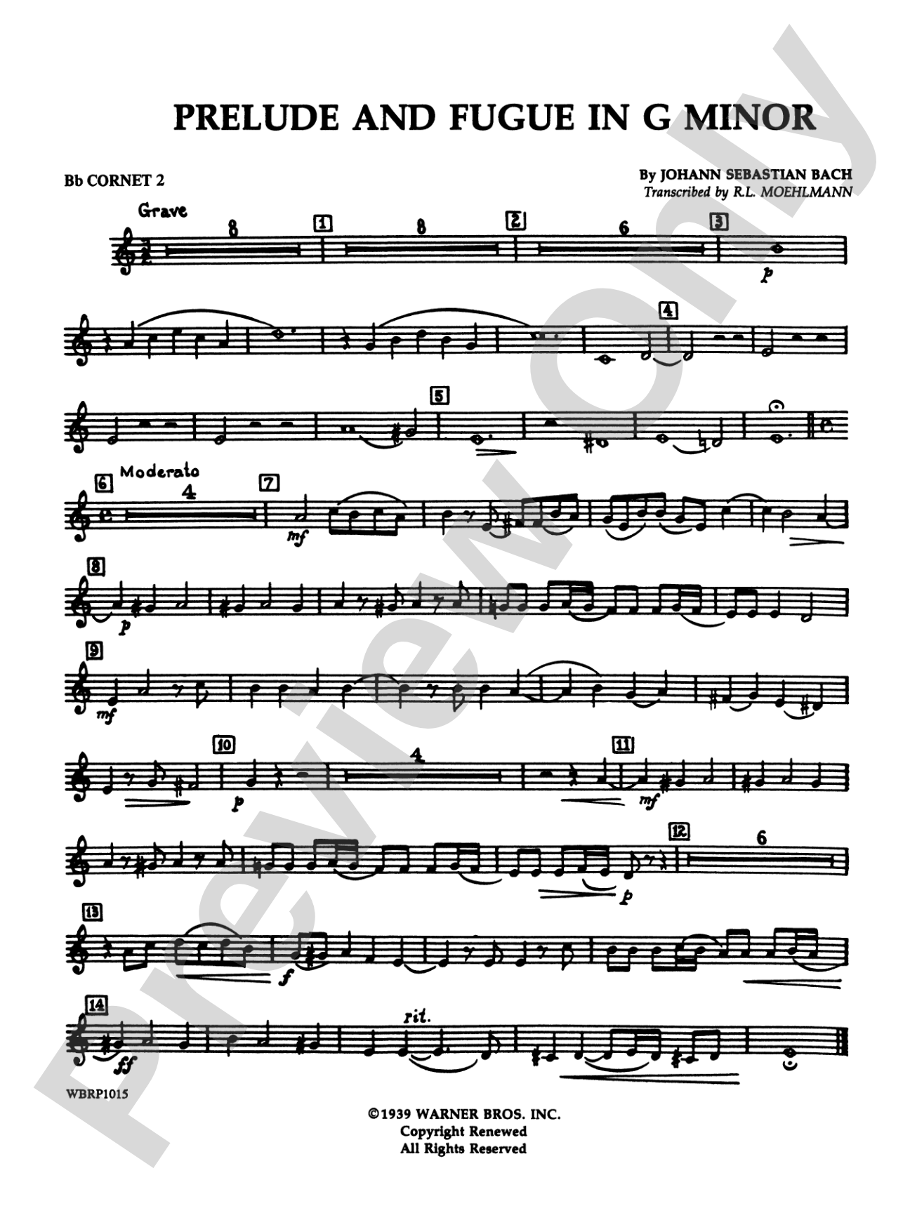 Prelude and Fugue in G Minor: 2nd B-flat Cornet