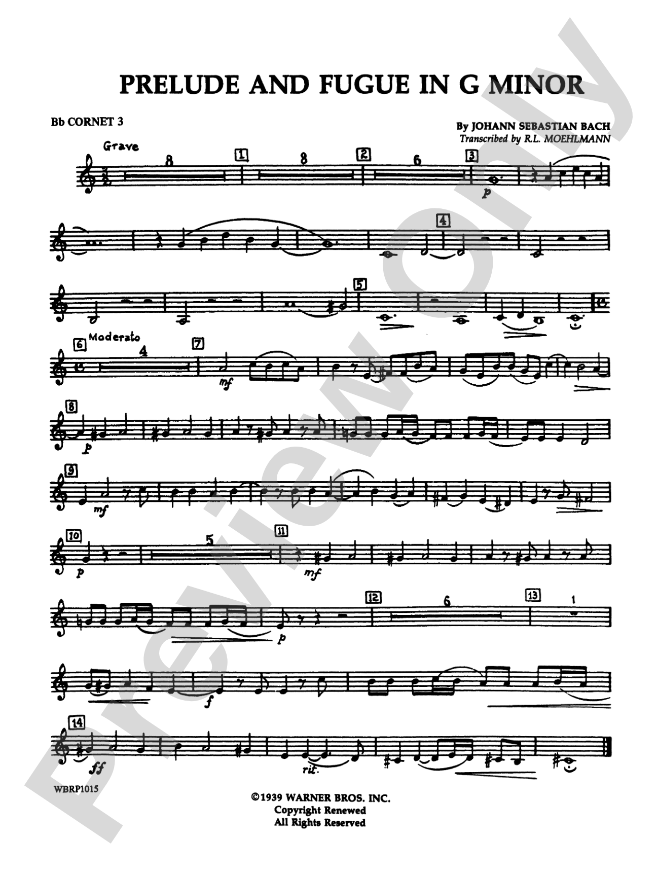Prelude and Fugue in G Minor: 3rd B-flat Cornet