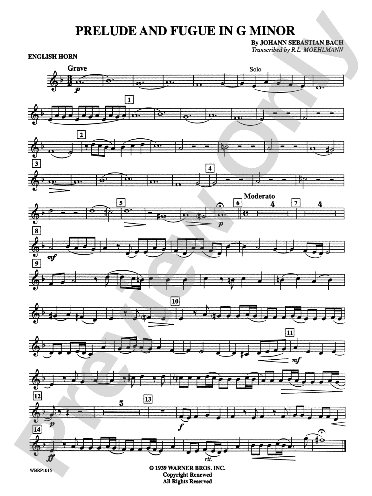 Prelude and Fugue in G Minor: English Horn