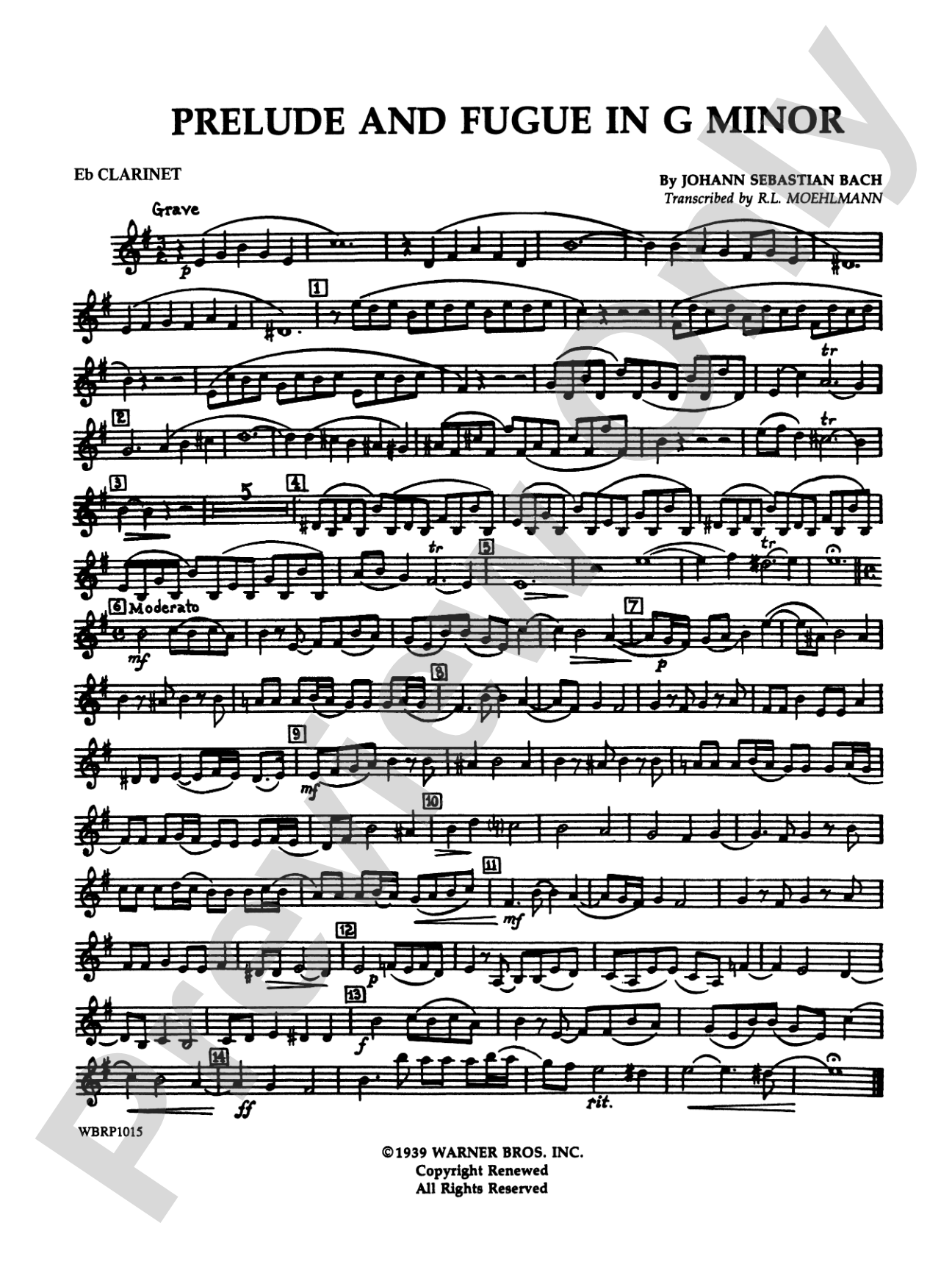 Prelude and Fugue in G Minor: E-flat Soprano Clarinet