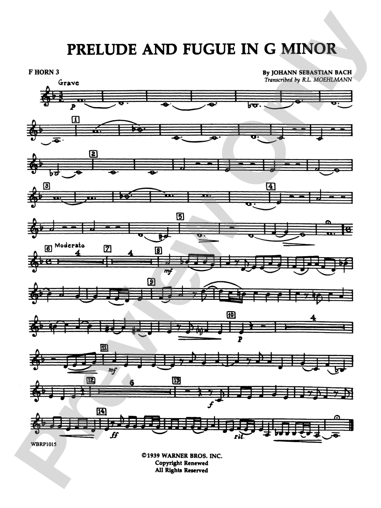 Prelude and Fugue in G Minor: 3rd F Horn