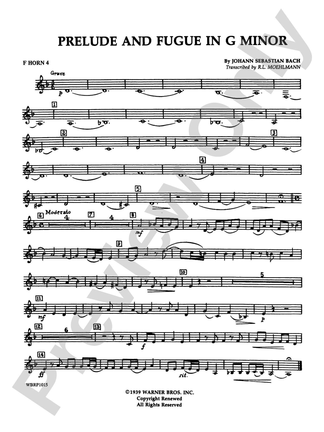 Prelude and Fugue in G Minor: 4th F Horn