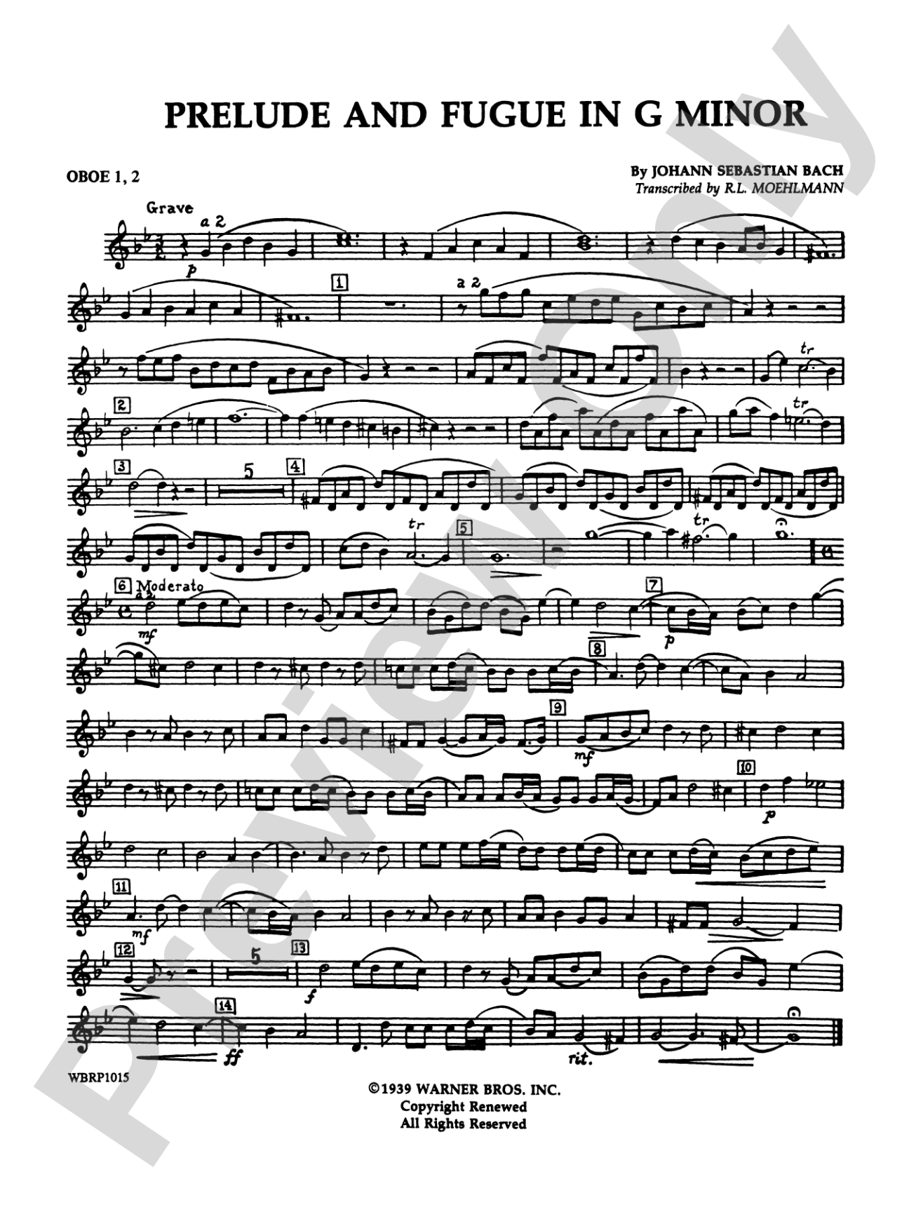 Prelude and Fugue in G Minor: 1st & 2nd Oboe