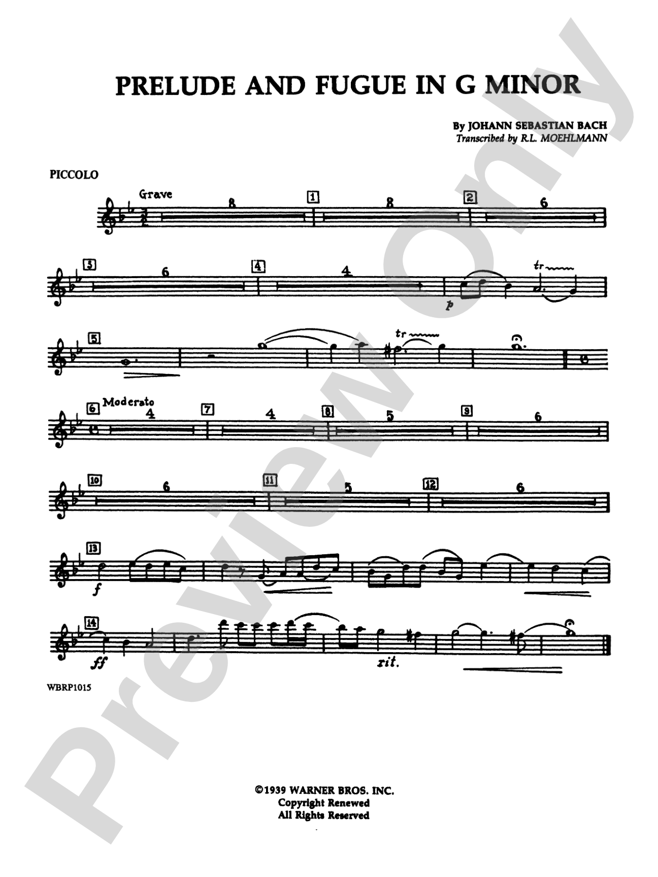 Prelude and Fugue in G Minor: Piccolo