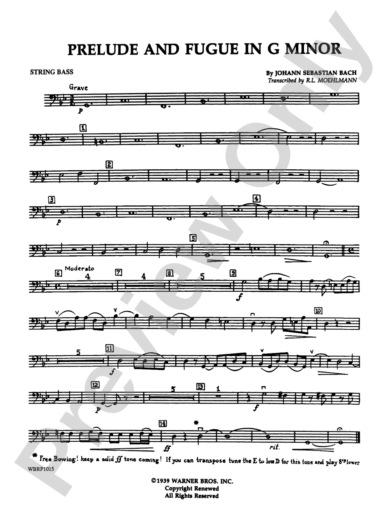 Prelude and Fugue in G Minor: String Bass