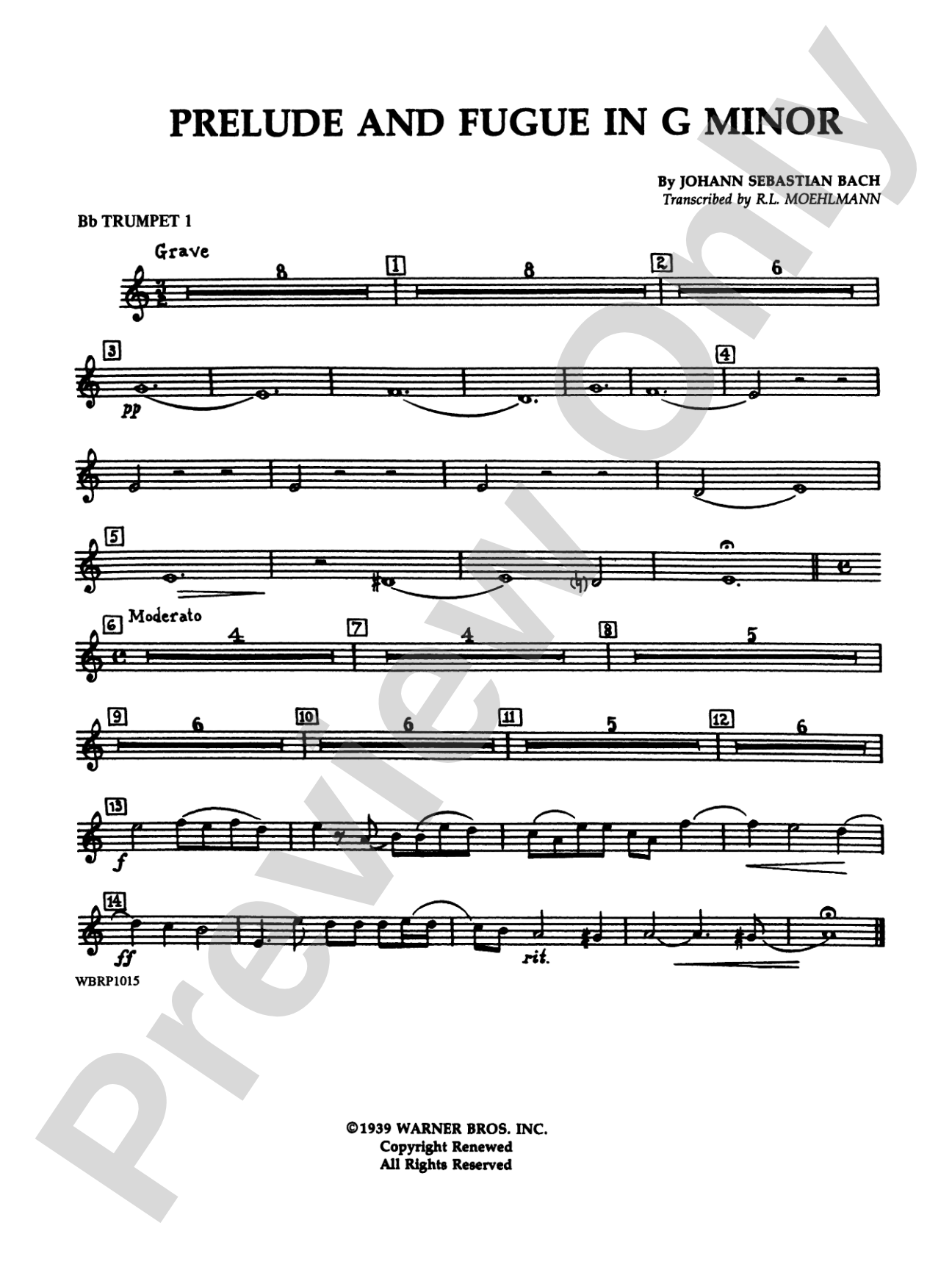 Prelude and Fugue in G Minor: 1st B-flat Trumpet