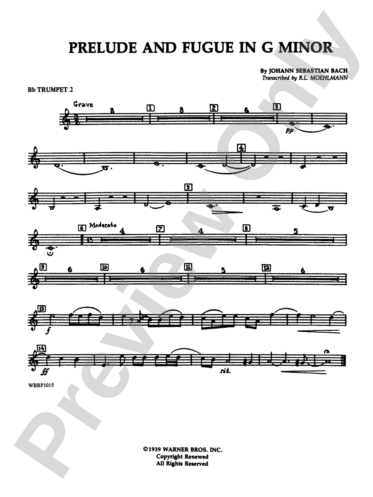 Prelude and Fugue in G Minor: 2nd B-flat Trumpet