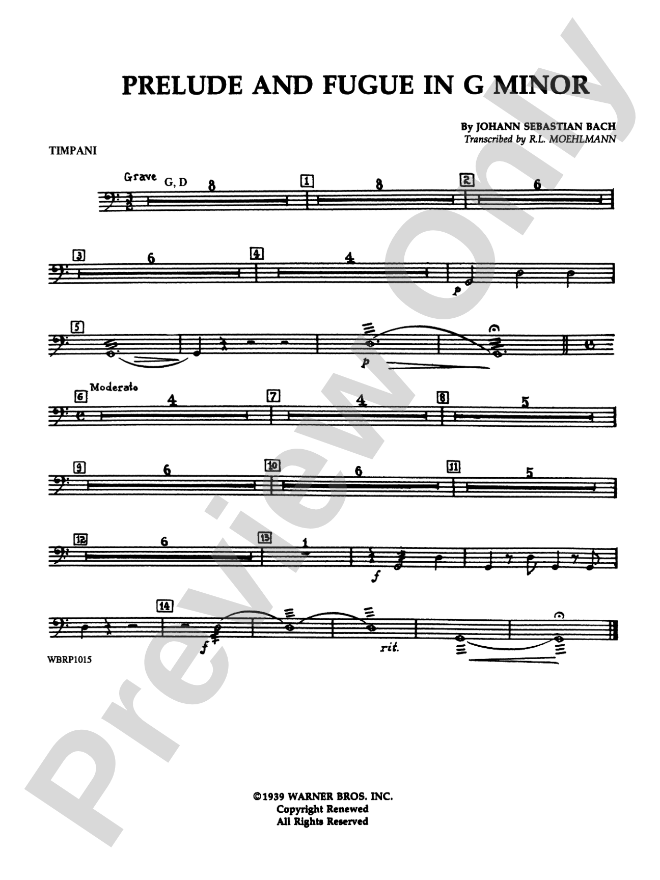 Prelude and Fugue in G Minor: Timpani