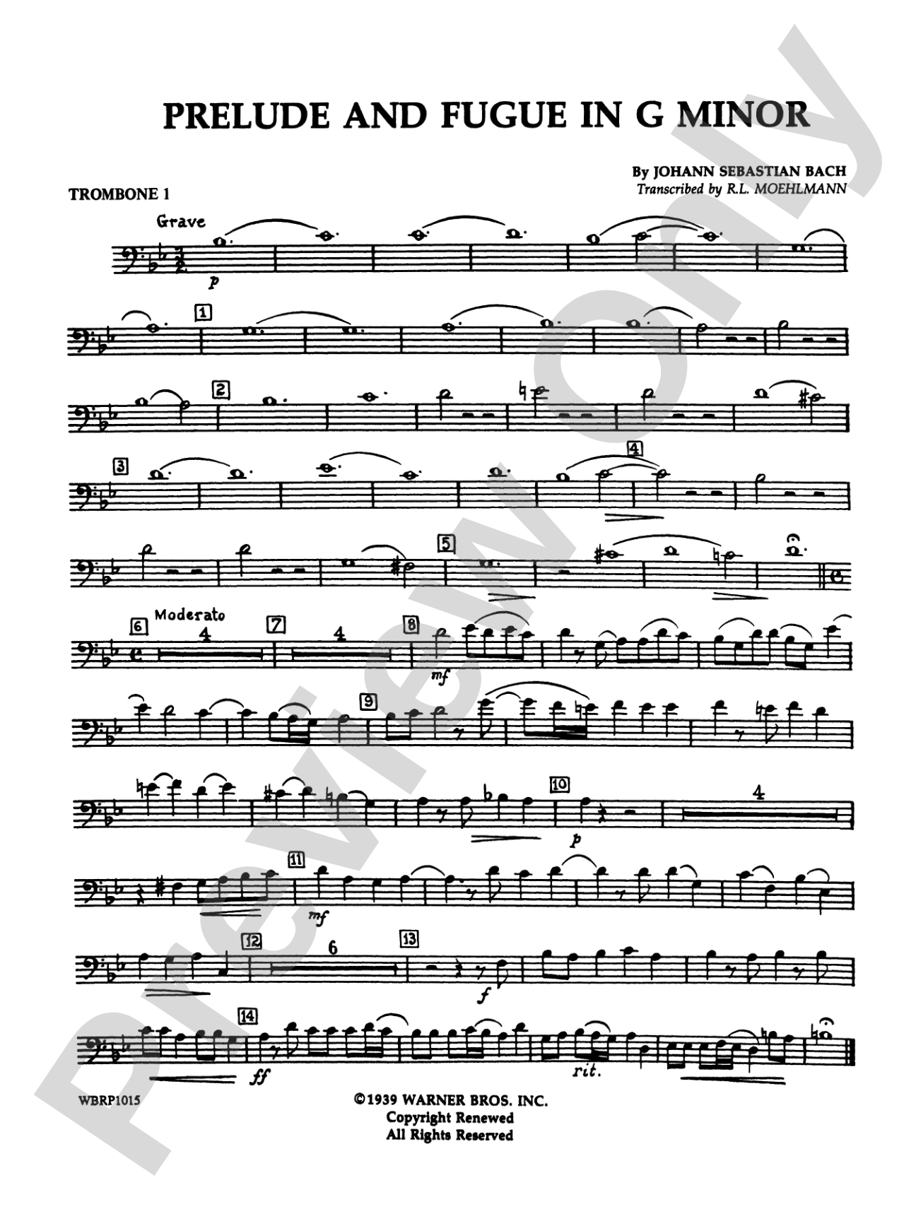 Prelude and Fugue in G Minor: 1st Trombone