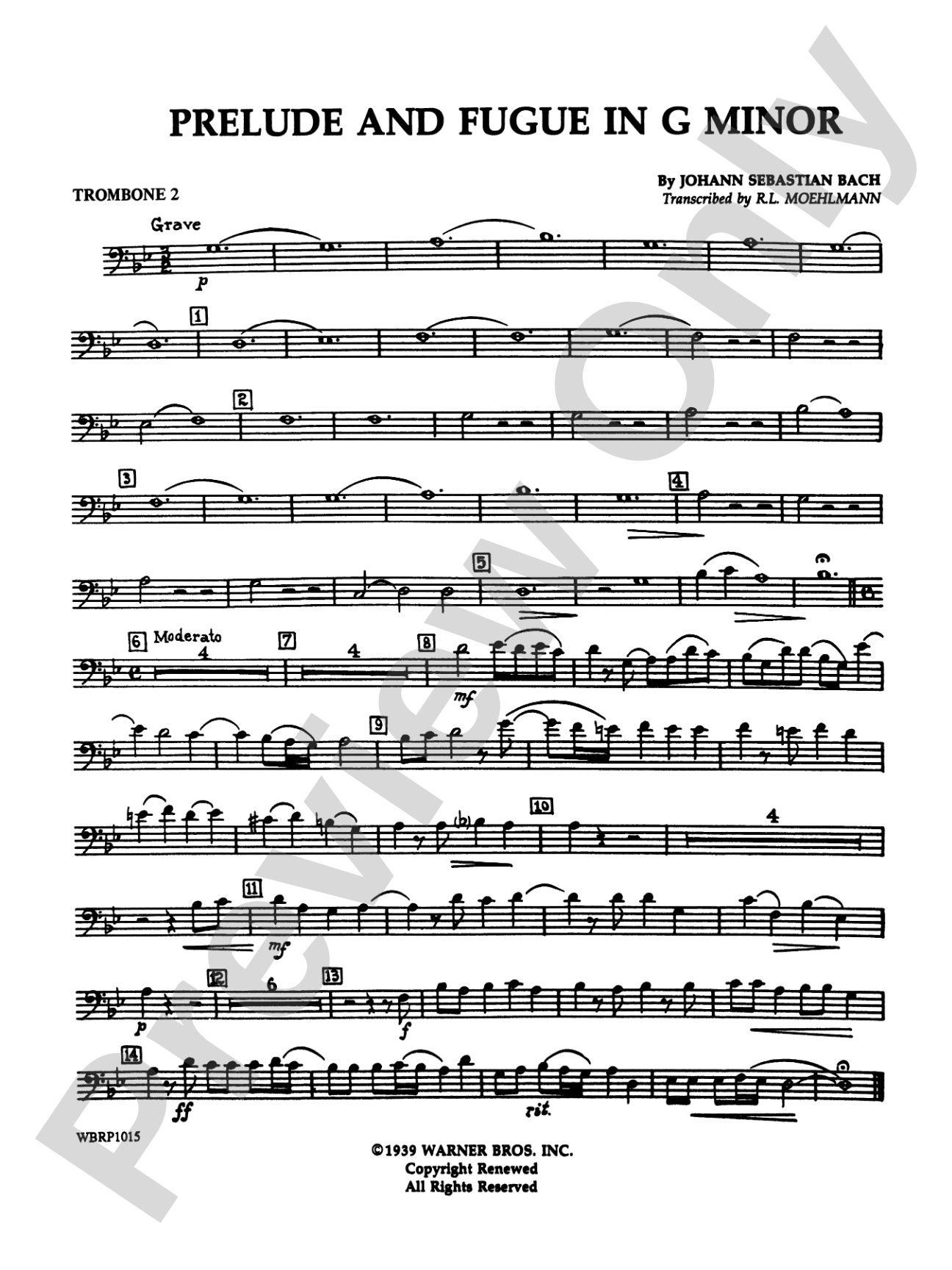 Prelude and Fugue in G Minor: 2nd Trombone