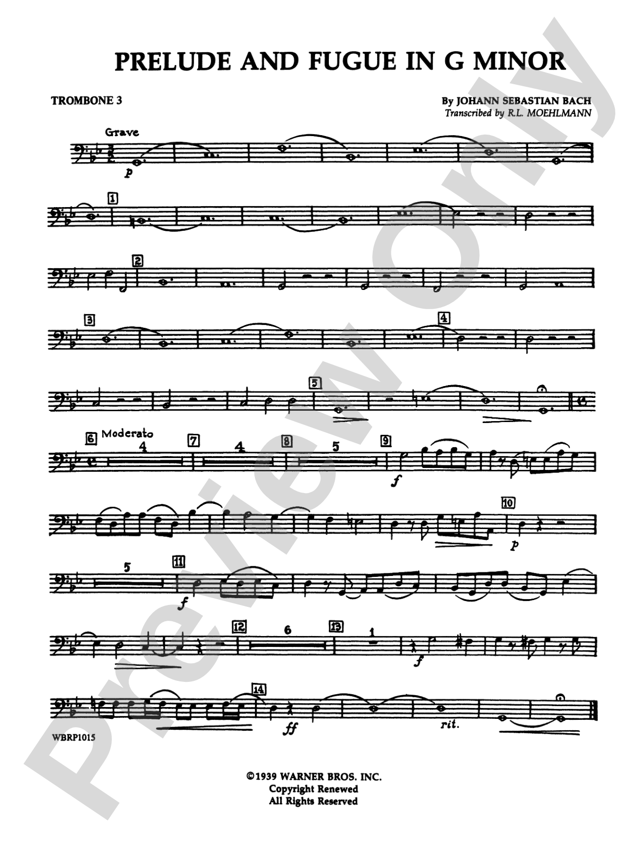Prelude and Fugue in G Minor: 3rd Trombone