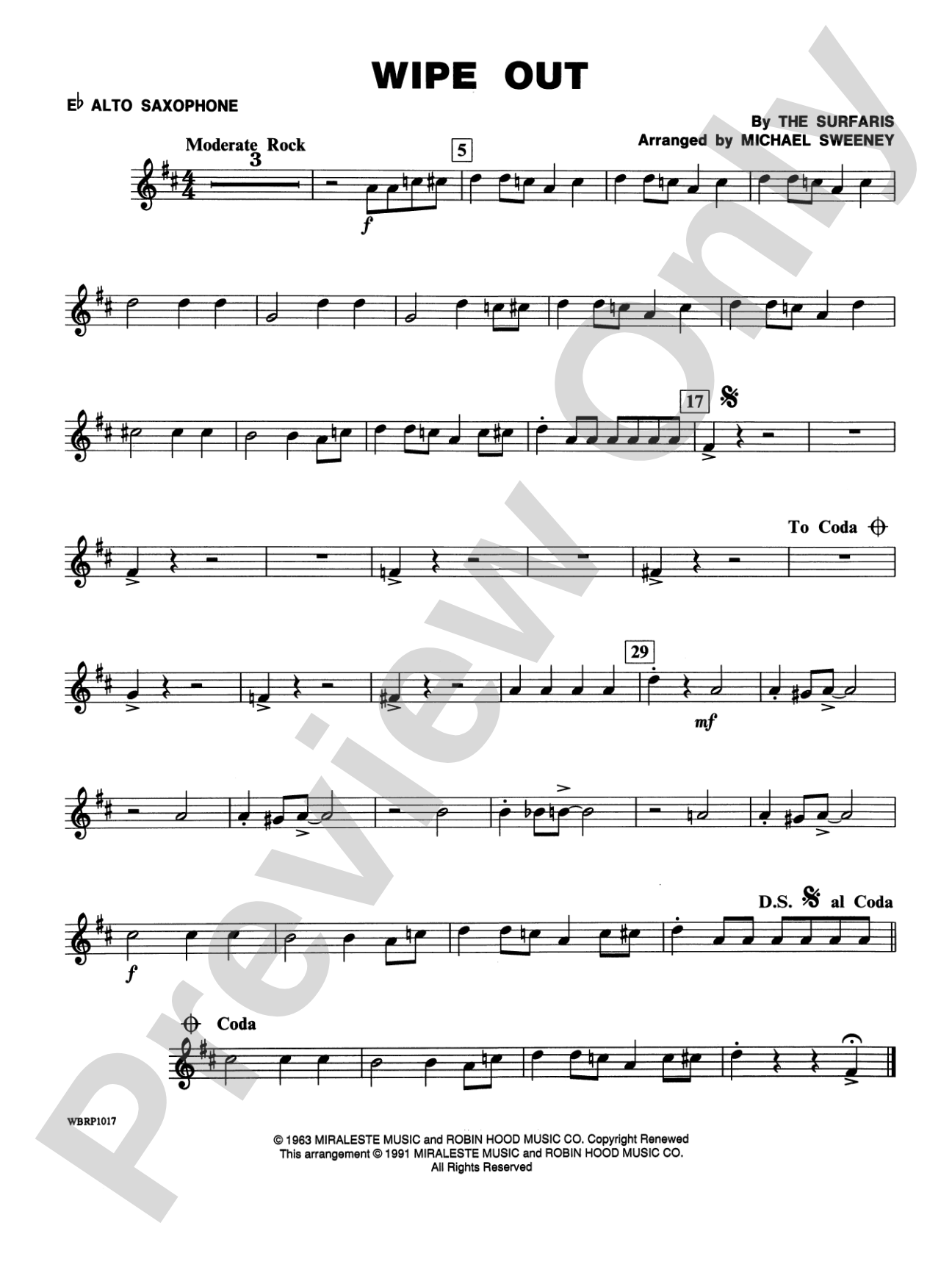 Wipe Out: E-flat Alto Saxophone