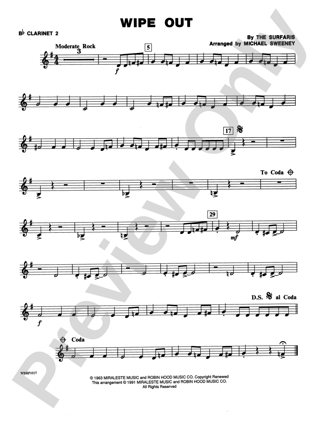 Wipe Out: 2nd B-flat Clarinet